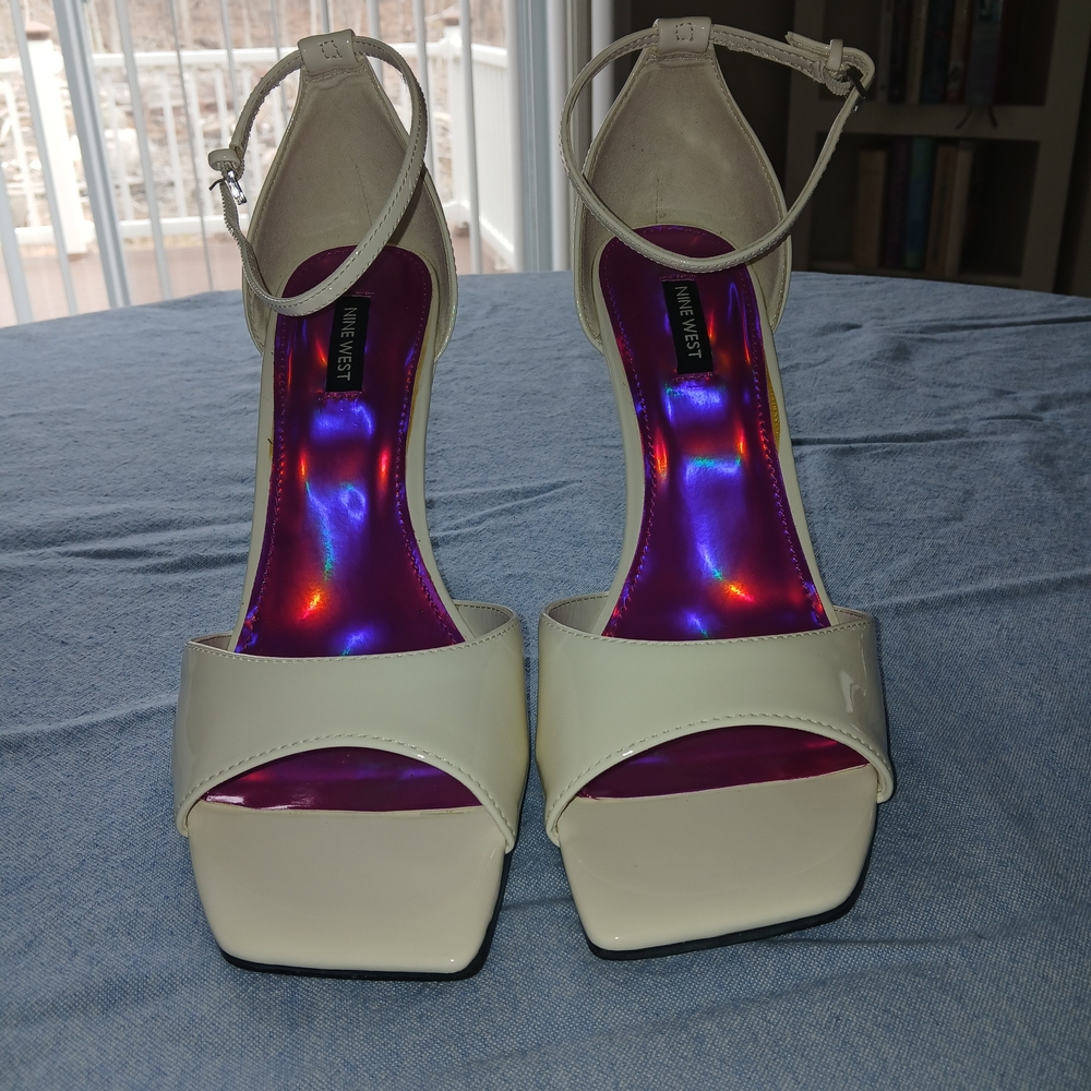 Nine West Women's Hallena Square Toe Wedge Dress Sandals